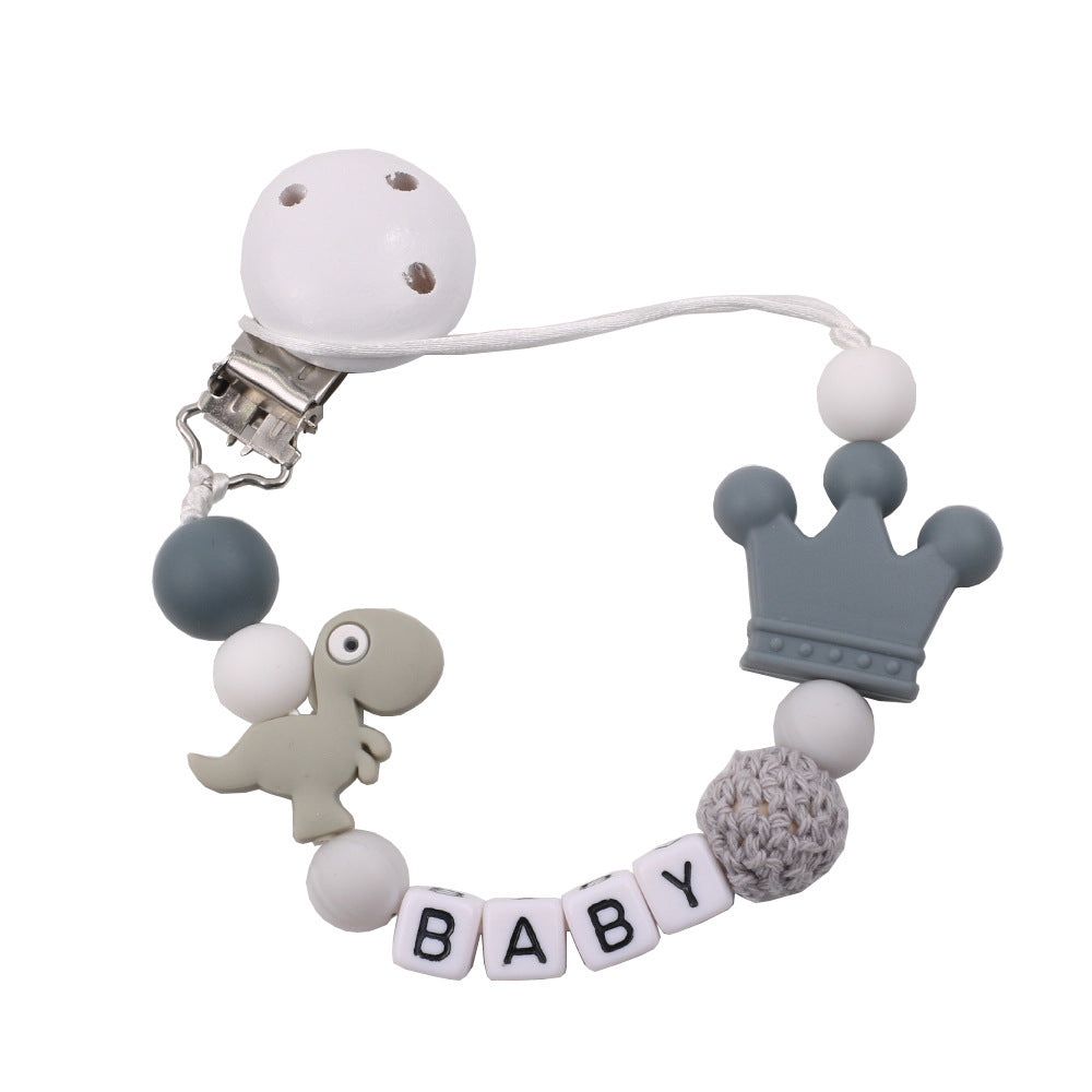 Wholesale 3PCS Small Dinosaur Silicone Beads Pacifier Chain Anti-drop Chain Clip